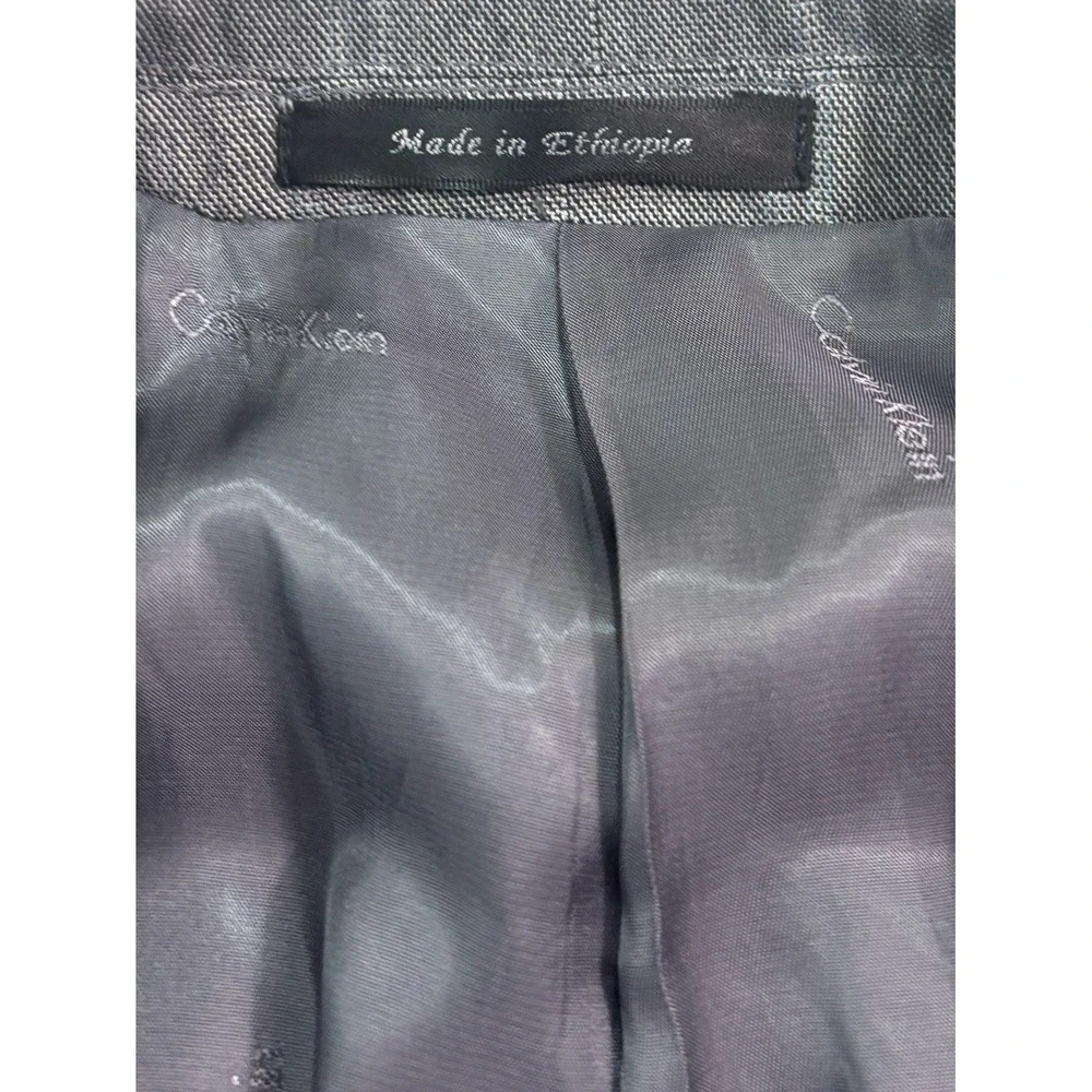 Calvin Klein 44R Gray‎ Plaid All Season Blazer Jacket Sport Suit Coat Slim Fit